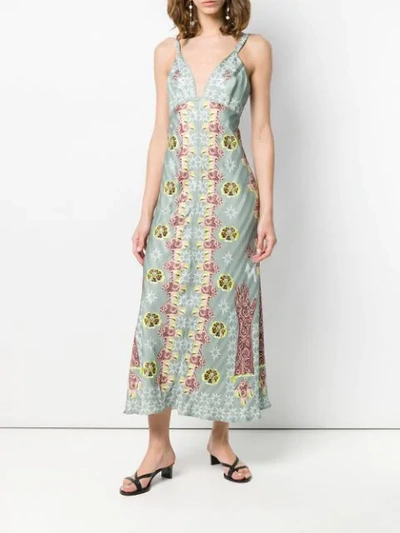 Shop Temperley London Flux Printed Slip Dress In Green