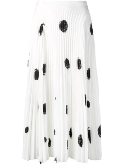 Shop Christopher Kane Dot Print Pleated Skirt In White