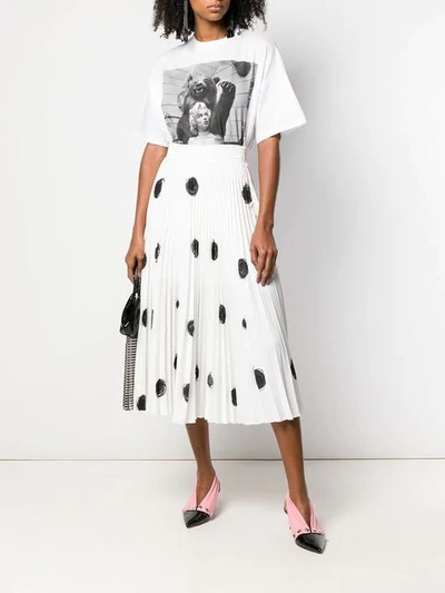 Shop Christopher Kane Dot Print Pleated Skirt In White