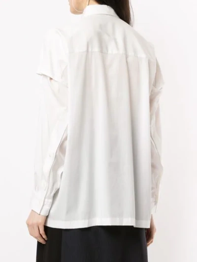 Shop Ujoh Cut Out Sleeves Shirt In White