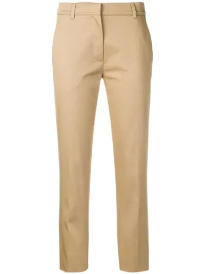 Shop Valentino Cropped Slim-fit Trousers In Brown