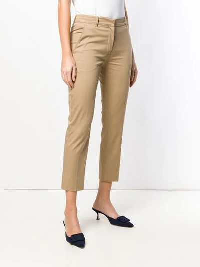 Shop Valentino Cropped Slim-fit Trousers In Brown
