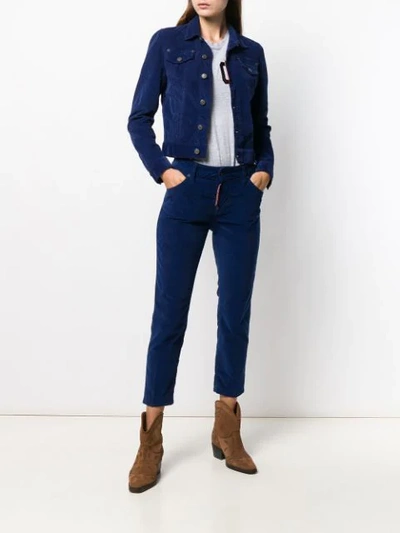 Shop Dsquared2 Cropped Corduroy Trousers In Blue