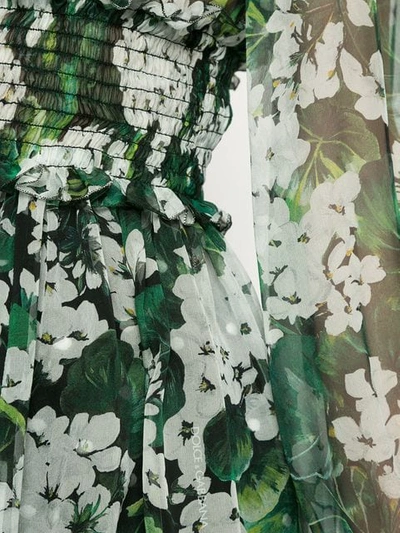 Shop Dolce & Gabbana White Geranium Printed Peasant Blouse In Green