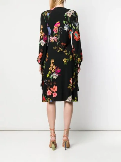 Shop Etro Floral Print Dress In Black