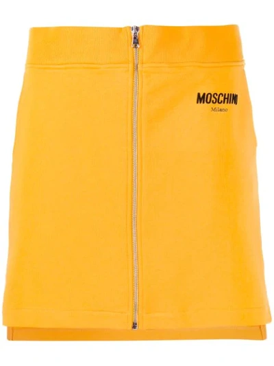Shop Moschino Zip Front Mini Skirt In 8039 Yellow