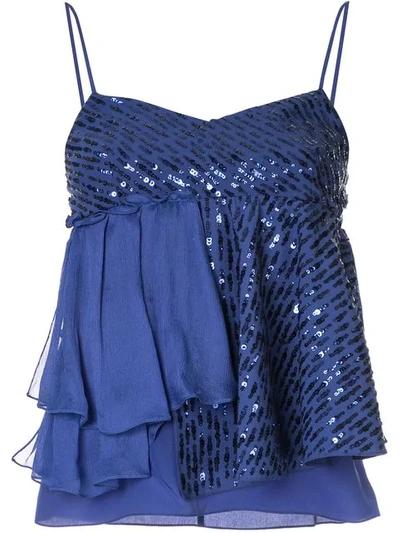 Shop Nina Ricci Sequined Camisole Top In Blue