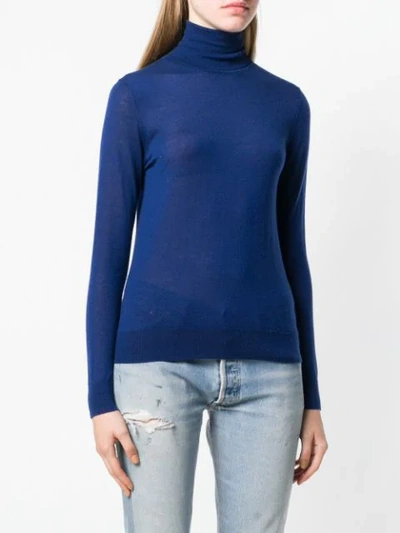 Shop N•peal Superfine Roll Neck Sweater In Blue