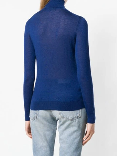 Shop N•peal Superfine Roll Neck Sweater In Blue
