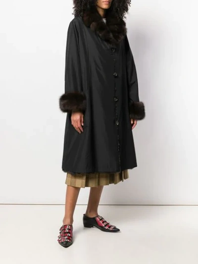 Shop Liska Fur Collar Coat In Light Up Tone Black