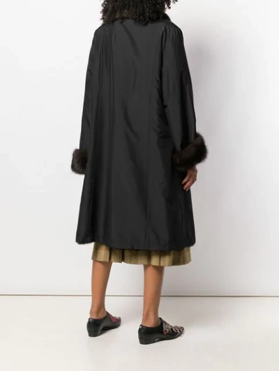 Shop Liska Fur Collar Coat In Light Up Tone Black