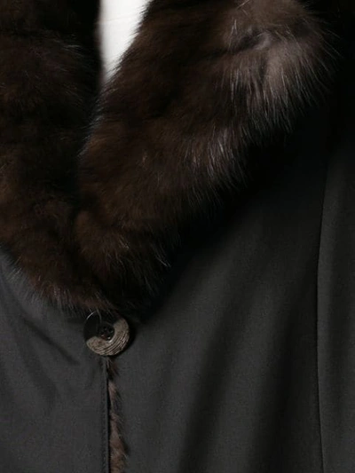 Shop Liska Fur Collar Coat In Light Up Tone Black