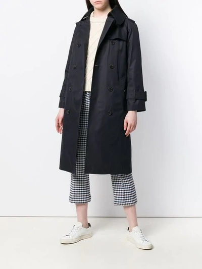 Shop Mackintosh Ink Cotton Trench Coat Lm-062bs In Blue