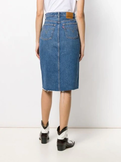 Shop Levi's Front Slit Denim Skirt In Blue