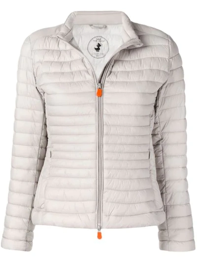 Shop Save The Duck Padded Zip Jacket In Neutrals