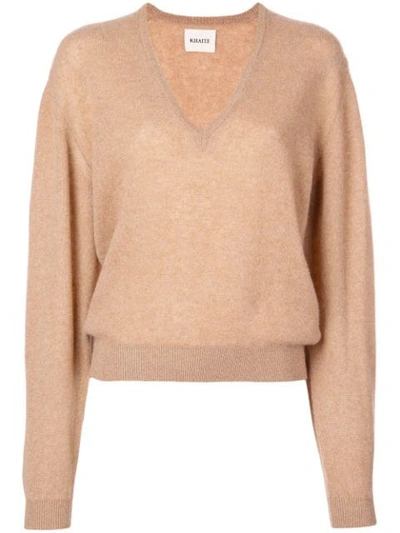 Shop Khaite Cashmere V-neck Sweater In Brown