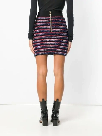 Shop Balmain Striped Knit Mini Skirt In Black