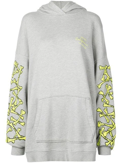 Shop Amiri Bones Print Hoodie Dress In Grey