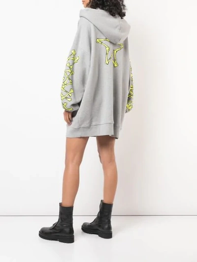 Shop Amiri Bones Print Hoodie Dress In Grey