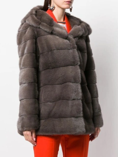 Shop Liska Valencia Fur Coat In Brown