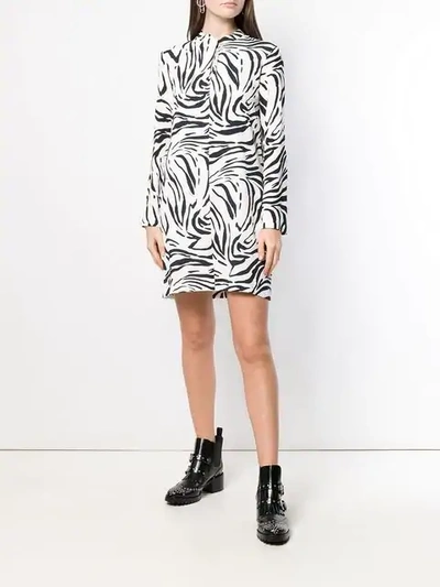 Shop Msgm Zebra Print Short Dress In White