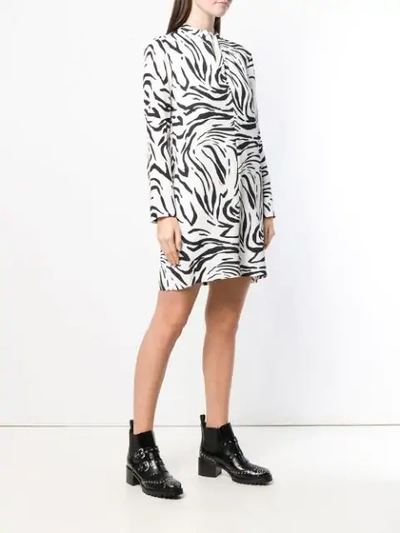 Shop Msgm Zebra Print Short Dress In White