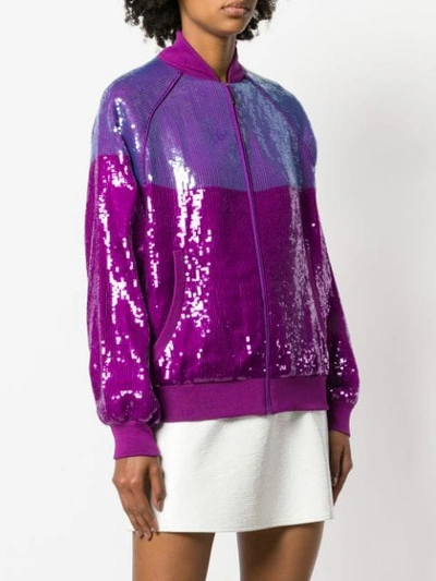 Shop Alberta Ferretti Sequins Embellished Bomber Jacket In Pink