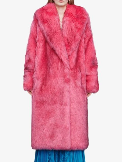 Gucci Faux Fur Coat in Red