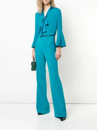 Shop Alice And Olivia Merideth Tie Neck Blouse In Blue