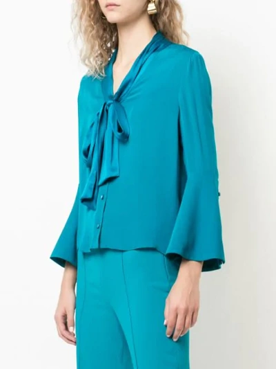 Shop Alice And Olivia Merideth Tie Neck Blouse In Blue