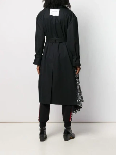 Shop Msgm Sequin Trench Coat In Black