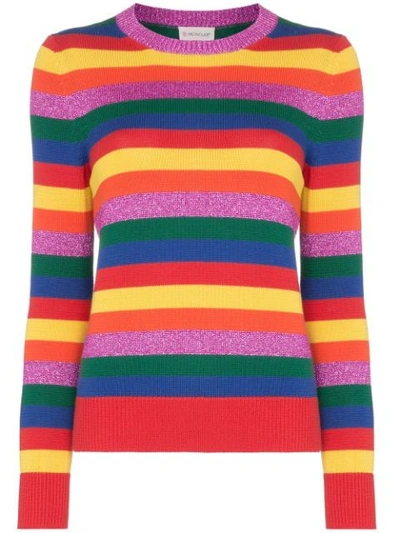 Shop Moncler Rainbow Stripe Jumper In 490 Multicoloured