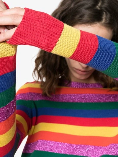 Shop Moncler Rainbow Stripe Jumper In 490 Multicoloured