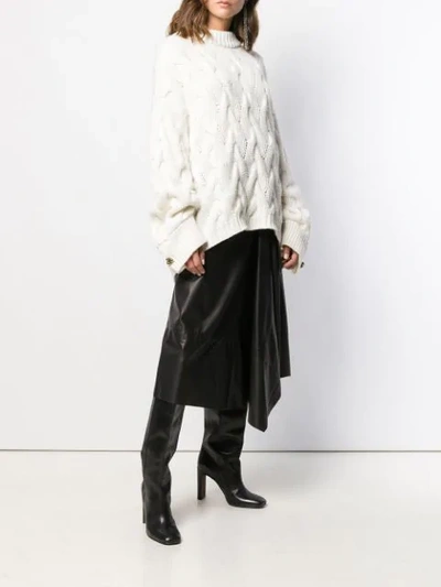 Shop Brunello Cucinelli Oversized Cable Knit Sweater In C132