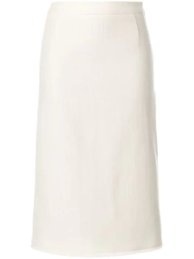 Shop Thom Browne Striped High-waisted Wool Pencil Skirt - White