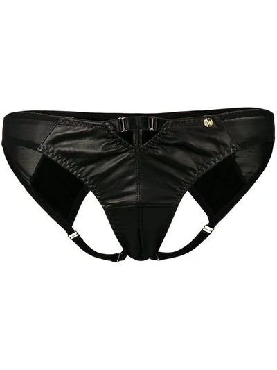 Shop Something Wicked Mesh-panelled Briefs In Black