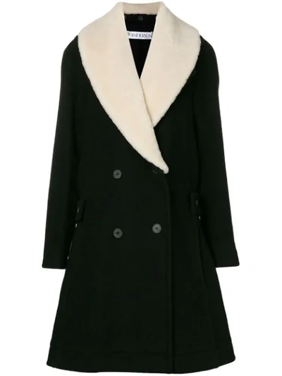 Shop Jw Anderson Double Breasted Swing Coat - Black