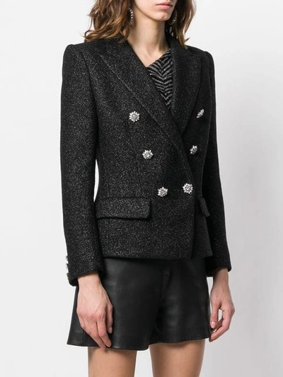 Shop Alexandre Vauthier Shiny Tweed Blazer In Black