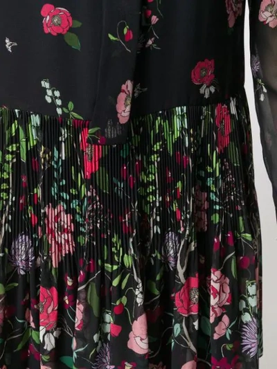 RED VALENTINO FLORAL RUCHED MINI DRESS - 黑色