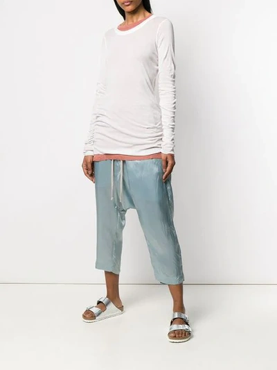 Shop Rick Owens Drop Crotch Cropped Trousers In Blue