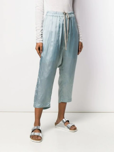 Shop Rick Owens Drop Crotch Cropped Trousers In Blue