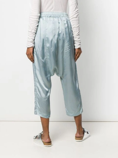 Shop Rick Owens Drop Crotch Cropped Trousers In Blue