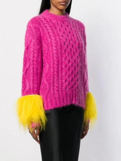 Shop Prada Feathered Sleeve Jumper In Pink
