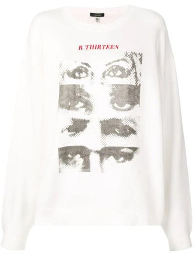 Shop R13 Eye Print Sweatshirt In White