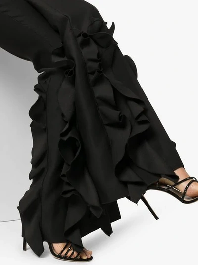 Shop Giambattista Valli High-waisted Ruffle Flare Trousers In Black