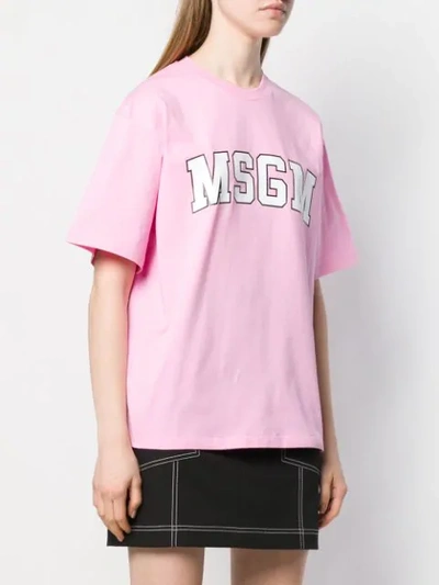 Shop Msgm College Logo T-shirt In Pink
