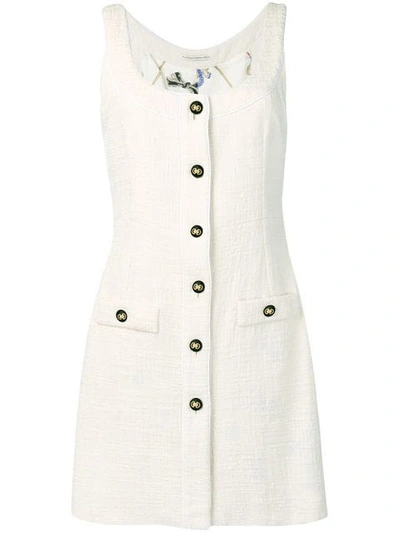 Shop Alessandra Rich Sleeveless Tweed Dress In White