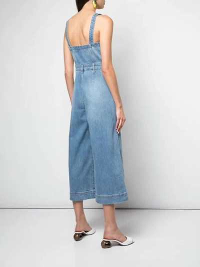 Shop Alice And Olivia Gorgeous Gaucho Jumpsuit In Blue