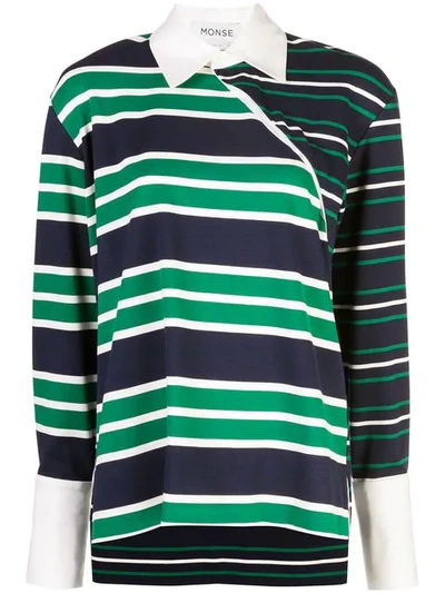 Shop Monse Striped Twisted Rugby Top In Blue