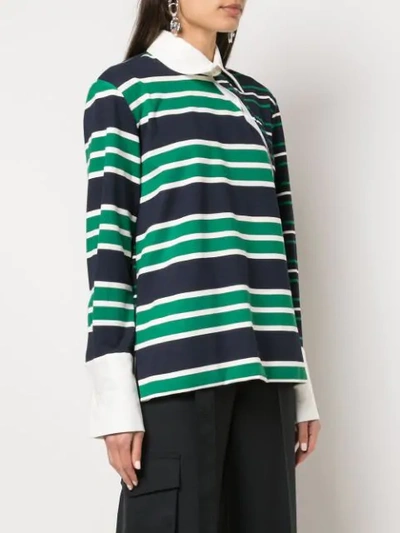Shop Monse Striped Twisted Rugby Top In Blue